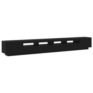 TV Kapp LED Valgusega Must Dubleeritud 300x35x40 cm Töödeldud Puit