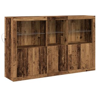Külglaud LED valgustusega Vana puit 162x37x100 cm Töödeldud puit
