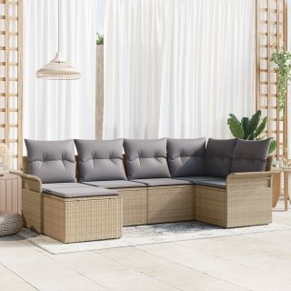 6-osaline aia sohva komplekt padjadega beež polü rattan