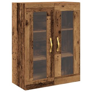 Seinale kinnitatav kapp klaasuste ja vanade puidust 69,5x34x90 cm