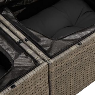 7-osaline aia diivanikomplekt padjadega hall polü rattan
