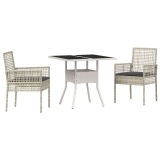 3-osaline aia söögilaudade komplekt helehall polü rattan