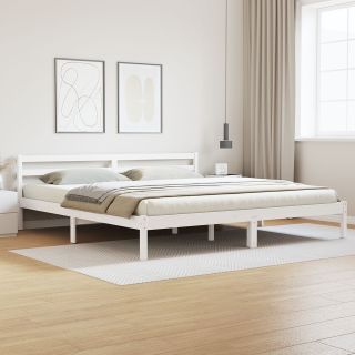 Voodi raami peatoega Valge 180x220 cm Täispuit Puit
