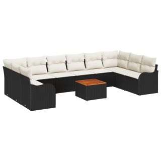 11-osaline aia diivanikomplekt padjatega must polü rattan,2-kohaline aia diivan koos panipaiga ja patjaga must polü rattan