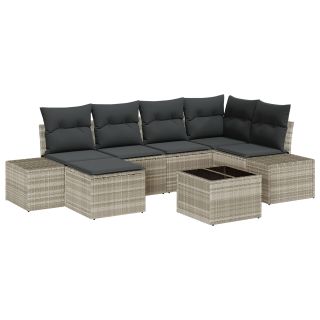 7-osaline Aia Sofa Komplekt Padjadega Helehall Polü Rotang