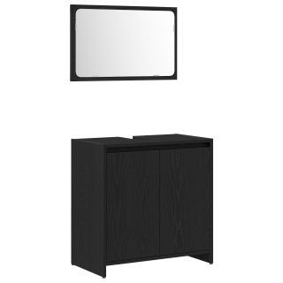 Vannitoa Kapid Peegliga Must Tamme 60x33x61 cm Töödeldud Puit