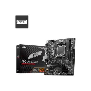 Mainboard|MSI|AMD A620|SAM5|Micro-ATX|Memory DDR5|Memory slots 2|1xPCI-Express 3.0 1x|1xPCI-Express 4.0 16x|1xM.2|1x15pin D-sub|1xHDMI|2xUSB 2.0|4xUSB 3.2|2xPS/2|1xRJ45|3xAudio port|PROA620M-E