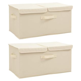 hoiukastid 2 tk, kangas, 50 x 30 x 25 cm, kreemjasvalge