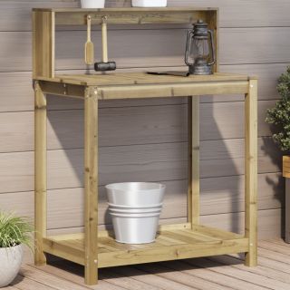 riiulitega istutuslaud, 82,5x50x109,5 cm, immutatud männipuit