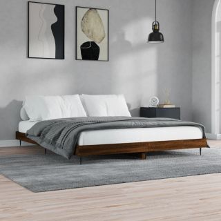 каркас кровати с изголовьем, без матраса, коричневый дуб 120x200см
