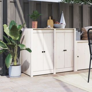 väliköögi kapiuksed 2 tk, valge, 50x9x82 cm, männipuit
