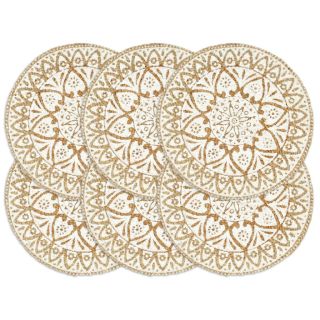 lauamatid 6 tk, valge, 38 cm, ümmargune, džuut