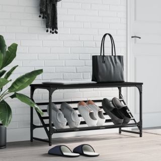 Полка для обуви, черная, 90 x 30 x 45 см, искусственное дерево
