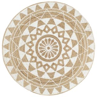 käsitsi valmistatud džuutvaip valge mustriga, 120 cm