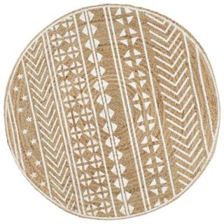 käsitsi valmistatud džuutvaip valge mustriga, 90 cm