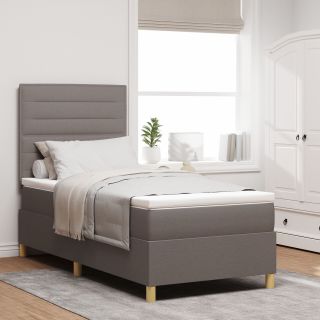 Kastivedru voodi madratsiga Taupe 90x200 cm Kangas