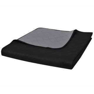 Двустороннее стеганое покрывало черное/серое 170 x 210 см