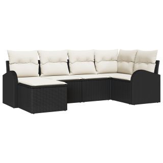 6-osaline Aia Sofa Komplekt Padjadega Must Polürotang