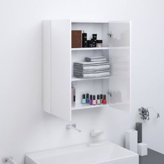 vannitoa peegelkapp, 60 x 15 x 75 cm, MDF, säravvalge