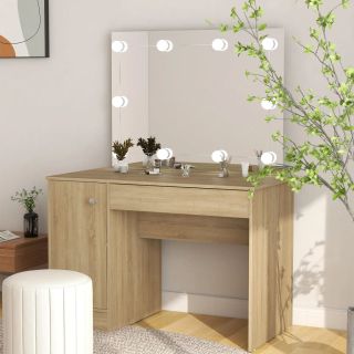meigilaud LED-tuledega, 110x55x145 cm, MDF, tamm