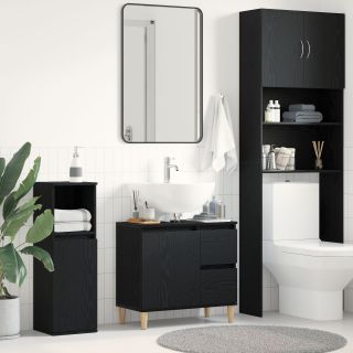 Valamu Kapp Must Tamme 65x33x60 cm Tehispuust