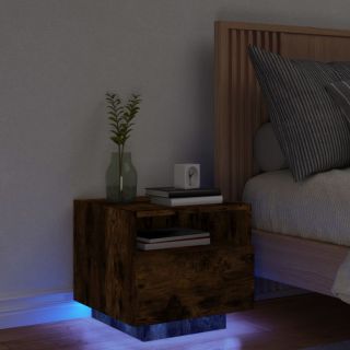 öökapp LED-tuledega, suitsutatud tamm, 40 x 39 x 37 cm