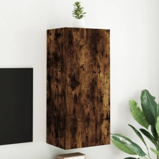 Настенная тумба под телевизор, дымчатый дуб, 40,5x30x90 см, искусственное дерево