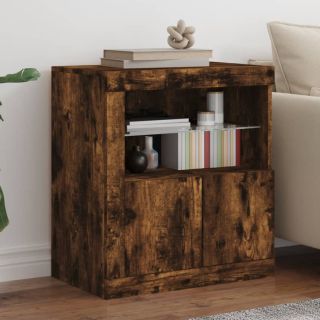 puhvetkapp LED-tuledega, suitsutatud tamm, 60,5 x 37 x 67 cm