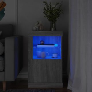 külgkapp LED-valgustusega, hall Sonoma tamm, tehispuit