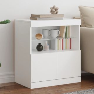 puhvetkapp LED-tuledega, valge, 60 x 37 x 67 cm