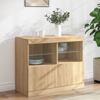 puhvetkapp LED-tuledega, Sonoma tamm, 81 x 37 x 67 cm