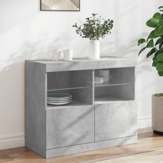 puhvetkapp LED-tuledega, betoonhall, 81 x 37 x 67 cm