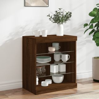 puhvetkapp LED-tuledega, pruun tamm, 60,5 x 37 x 67 cm