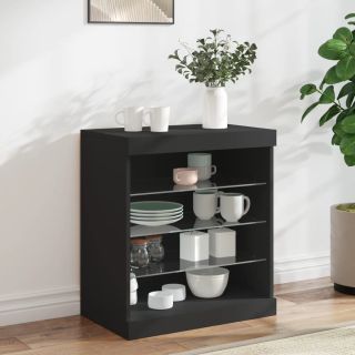 puhvetkapp LED-tulega, must, 60,5 x 37 x 67 cm