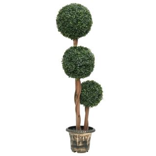 kunsttaim pukspuu pallikujuline lillepotiga, roheline, 119 cm