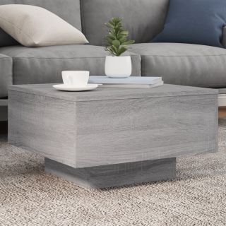 kohvilaud LED-tuledega, hall Sonoma tamm, 55 x 55 x 31 cm