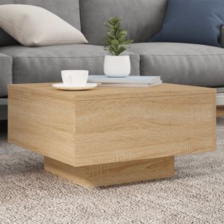 kohvilaud LED-tuledega, Sonoma tamm, 55 x 55 x 31 cm