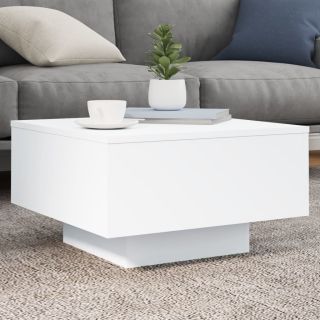 kohvilaud LED-tuledega, valge, 55 x 55 x 31 cm