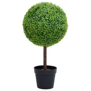 kunsttaim pukspuu pallikujuline lillepotiga, roheline, 71 cm