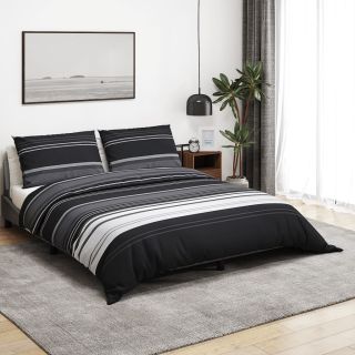 voodipesukomplekt, must ja valge 260 x 220 cm, puuvill