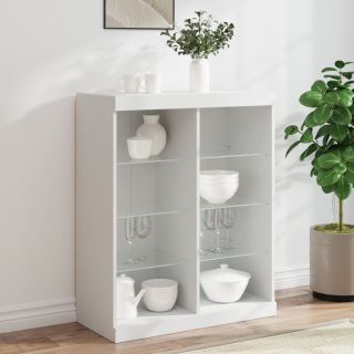 puhvetkapp LED-tuledega, valge, 81 x 37 x 100 cm