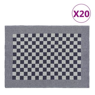 кухонные полотенца 20 шт, синие и белые, 50 х 70 см, хлопок