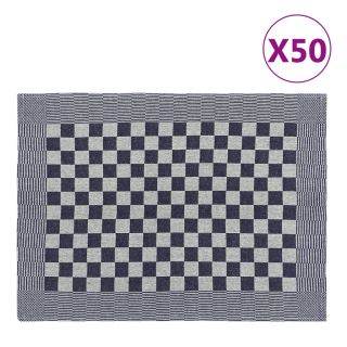 кухонные полотенца 50 шт, синие и белые, 50 х 70 см, хлопок
