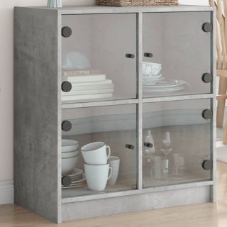klaasustega külgkapp, betoonhall, 68 x 37 x 75,5 cm