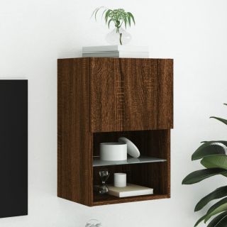 LED-tuledega telerikapp, pruun tamm, 40,5 x 30 x 60 cm