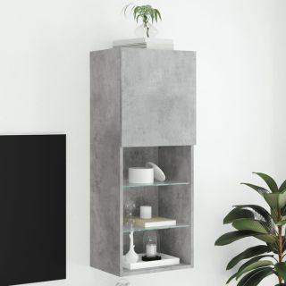 LED-tuledega telerikapp, betoonhall, 40,5 x 30 x 102 cm