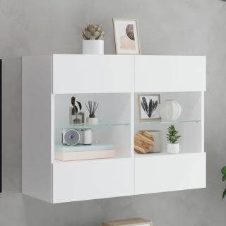 Настенный шкаф под телевизор со светодиодной подсветкой, белый, 78,5 x 30 x 60,5 см
