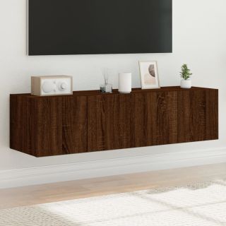 teleri seinakapid LED-tuledega 2 tk, pruun tamm, 60x35x31 cm