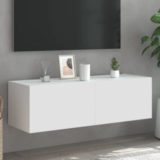 Настенный шкаф для телевизора со светодиодной подсветкой, белый, 100 x 35 x 31 см