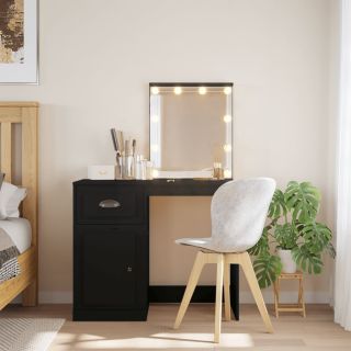Туалетный столик со светодиодной подсветкой, черный, 90 x 42 x 132,5 см